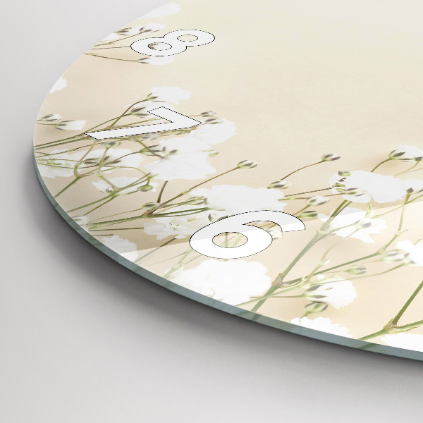 Orologio rotondo in vetro Fiori di gipsofila in fiore