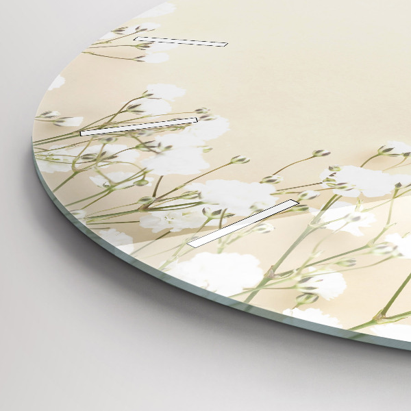 Orologio rotondo in vetro Fiori di gipsofila in fiore