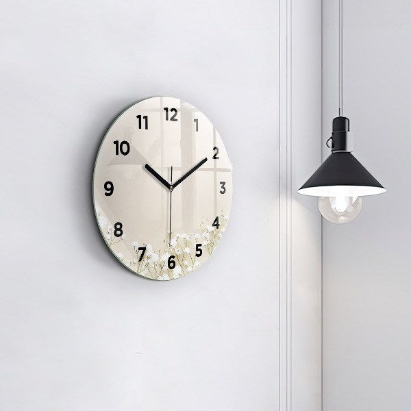 Orologio rotondo in vetro Fiori di gipsofila in fiore