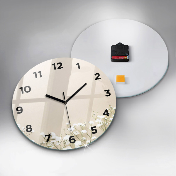 Orologio rotondo in vetro Fiori di gipsofila in fiore