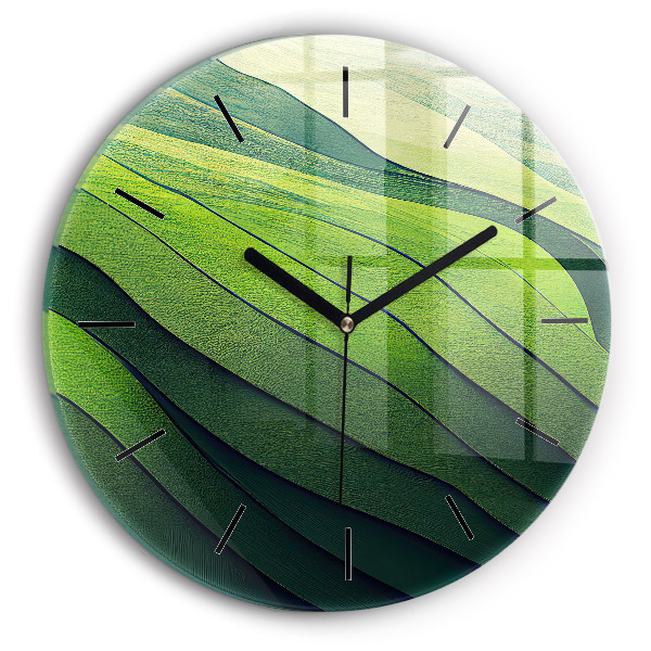 Orologio rotondo in vetro Campi verdi astratti