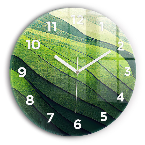 Orologio rotondo in vetro Campi verdi astratti