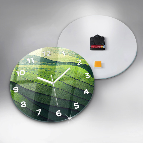 Orologio rotondo in vetro Campi verdi astratti