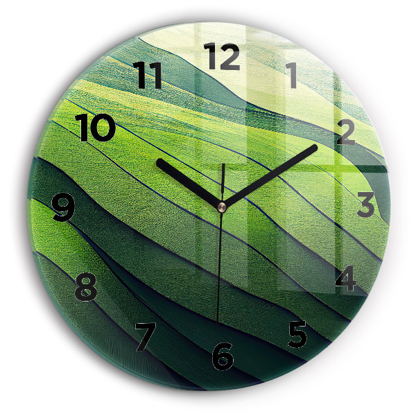 Orologio rotondo in vetro Campi verdi astratti