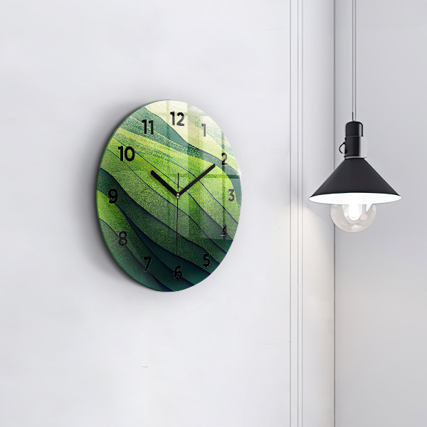 Orologio rotondo in vetro Campi verdi astratti