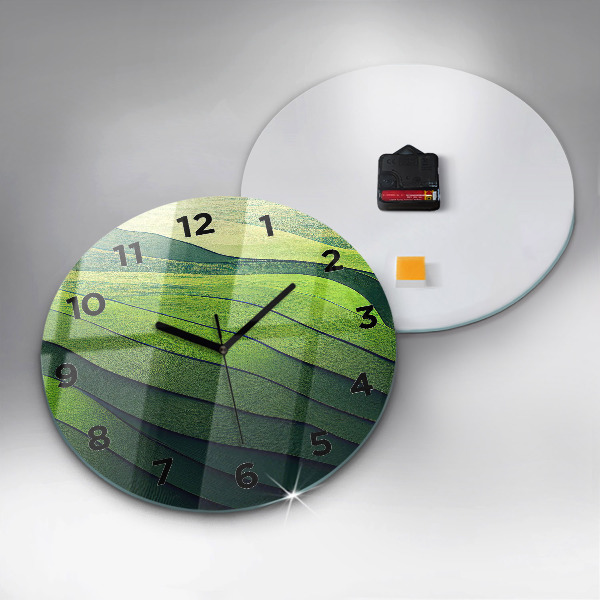 Orologio rotondo in vetro Campi verdi astratti