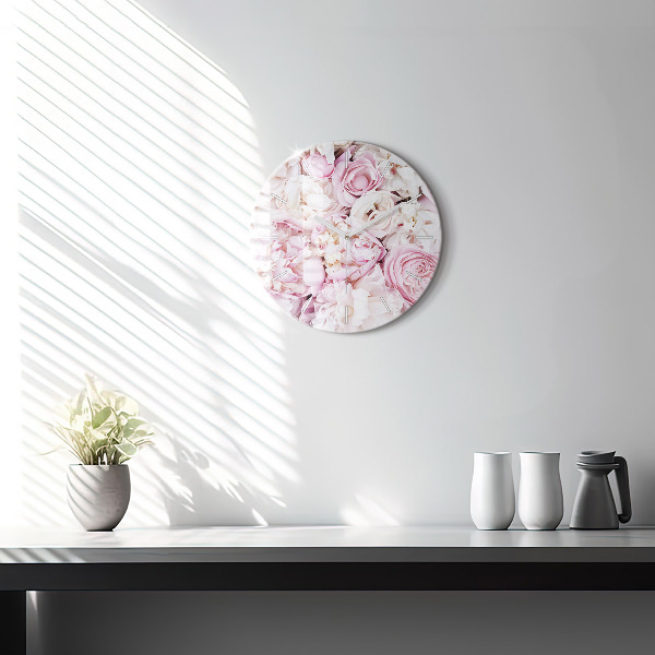 Orologio rotondo in vetro Fiori decorativi
