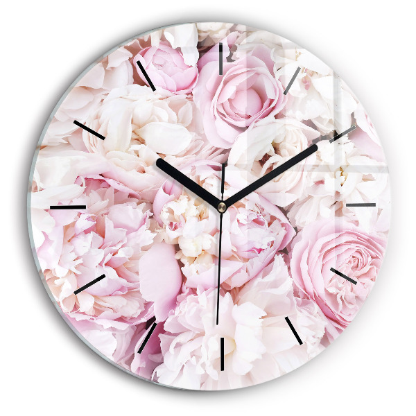 Orologio rotondo in vetro Fiori decorativi