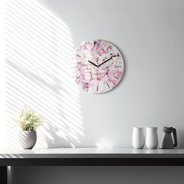 Orologio rotondo in vetro Fiori decorativi