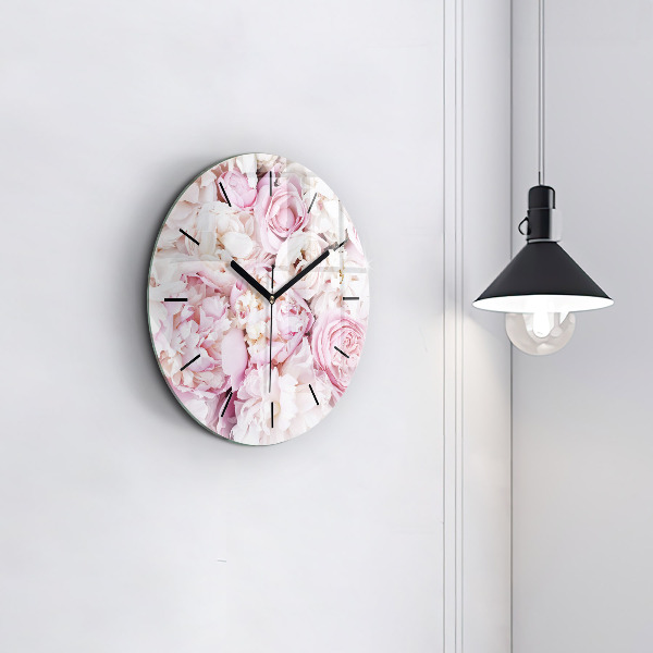 Orologio rotondo in vetro Fiori decorativi