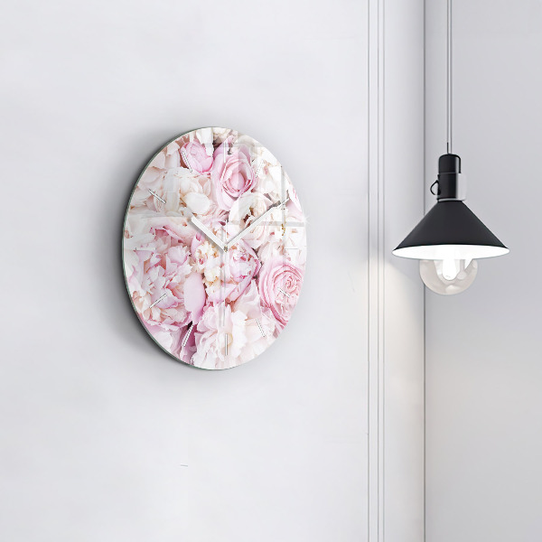 Orologio rotondo in vetro Fiori decorativi