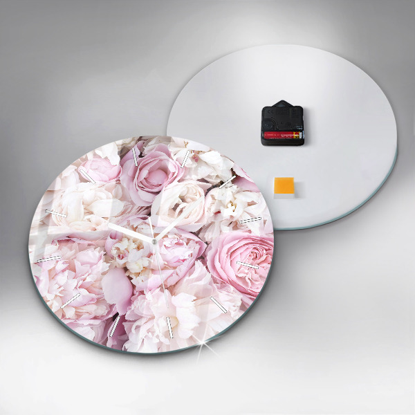 Orologio rotondo in vetro Fiori decorativi