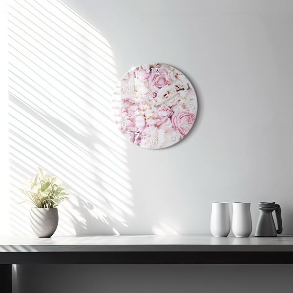 Orologio rotondo in vetro Fiori decorativi