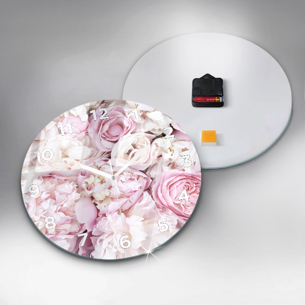 Orologio rotondo in vetro Fiori decorativi