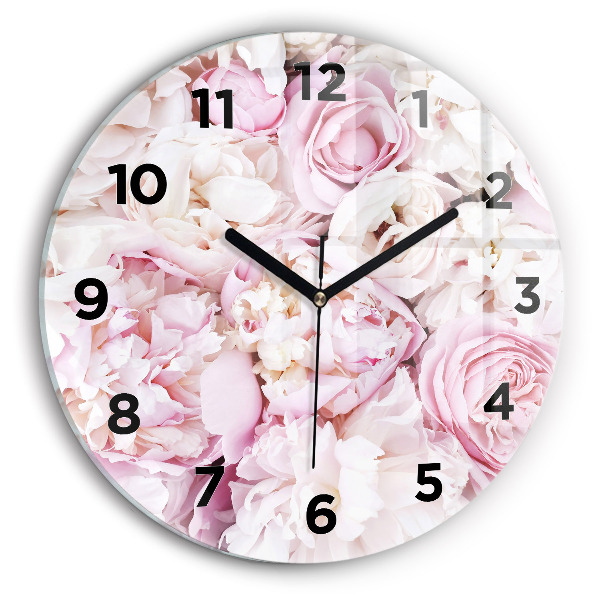 Orologio rotondo in vetro Fiori decorativi