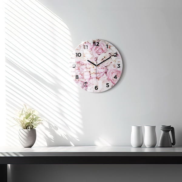 Orologio rotondo in vetro Fiori decorativi