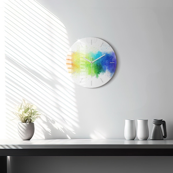 Orologio rotondo in vetro Arcobaleno astratto