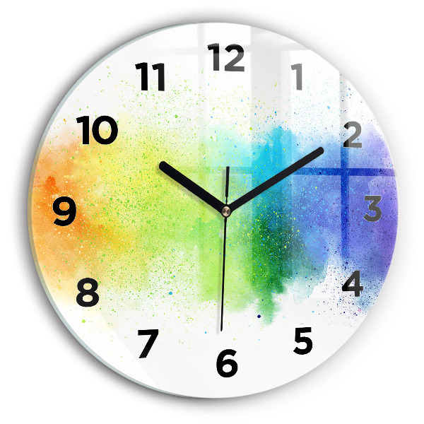 Orologio rotondo in vetro Arcobaleno astratto