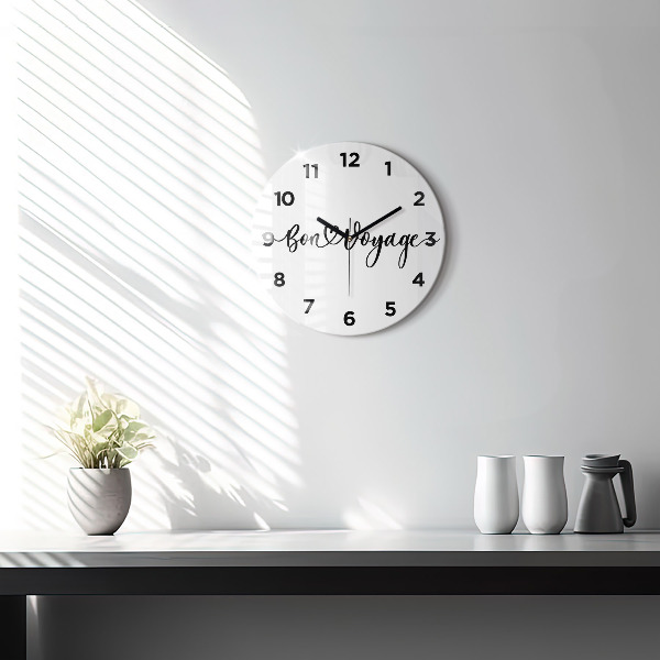 Orologio rotondo in vetro La scritta Bon voyage