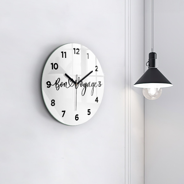 Orologio rotondo in vetro La scritta Bon voyage
