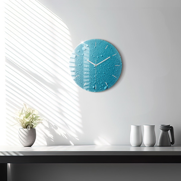 Orologio rotondo in vetro Gocce d'acqua sul vetro