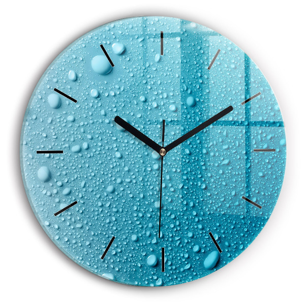 Orologio rotondo in vetro Gocce d'acqua sul vetro