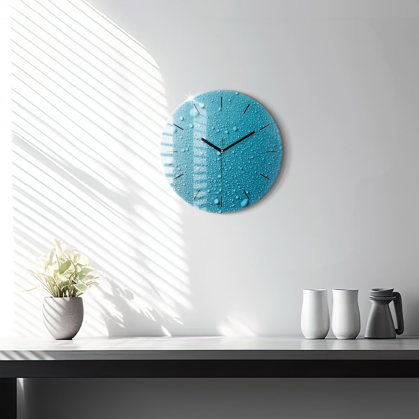 Orologio rotondo in vetro Gocce d'acqua sul vetro