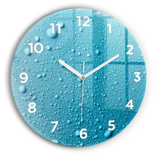Orologio rotondo in vetro Gocce d'acqua sul vetro