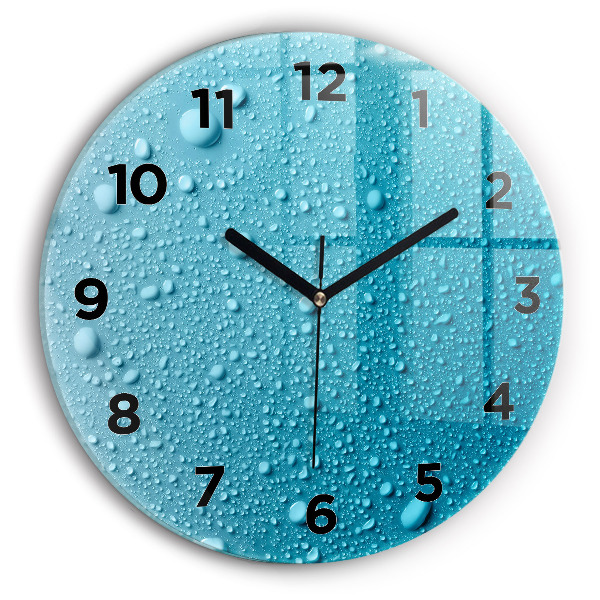 Orologio rotondo in vetro Gocce d'acqua sul vetro