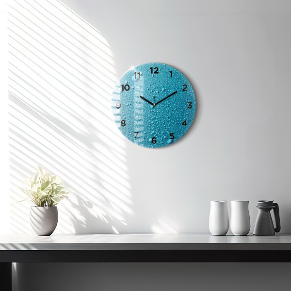Orologio rotondo in vetro Gocce d'acqua sul vetro