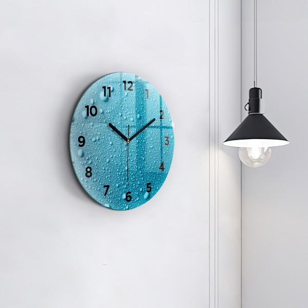 Orologio rotondo in vetro Gocce d'acqua sul vetro