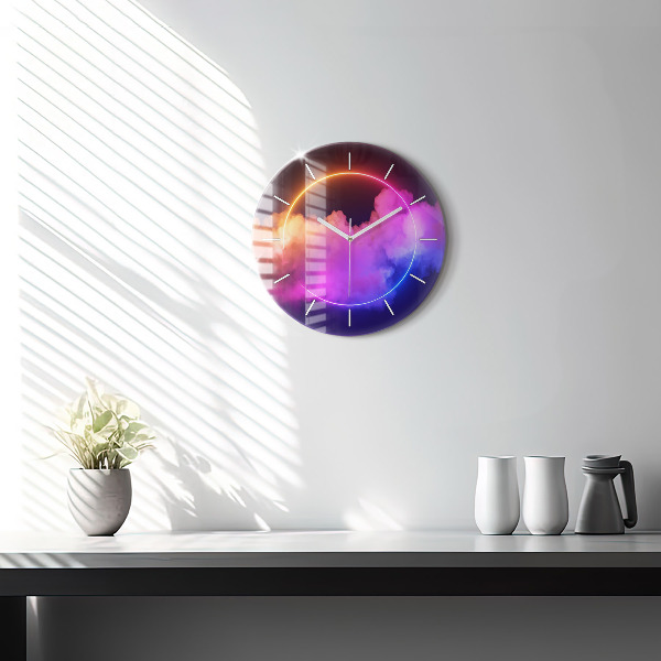 Orologio rotondo in vetro Fumo astratto 3D