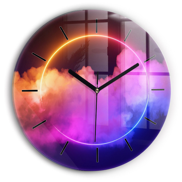 Orologio rotondo in vetro Fumo astratto 3D