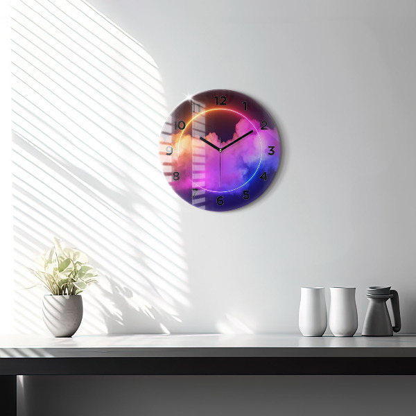 Orologio rotondo in vetro Fumo astratto 3D