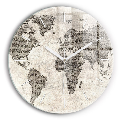 Orologio rotondo in vetro Giornale con mappa del mondo
