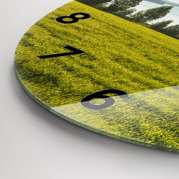 Orologio rotondo in vetro Montagne e campi