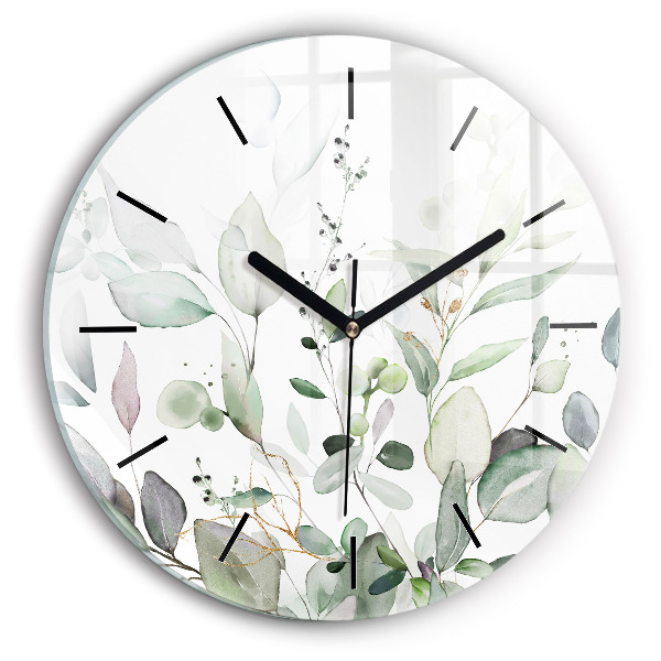 Orologio rotondo in vetro Foglie di piante