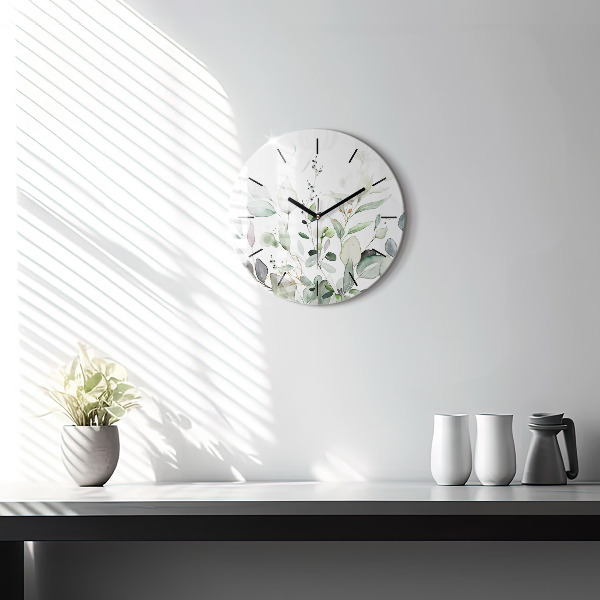 Orologio rotondo in vetro Foglie di piante