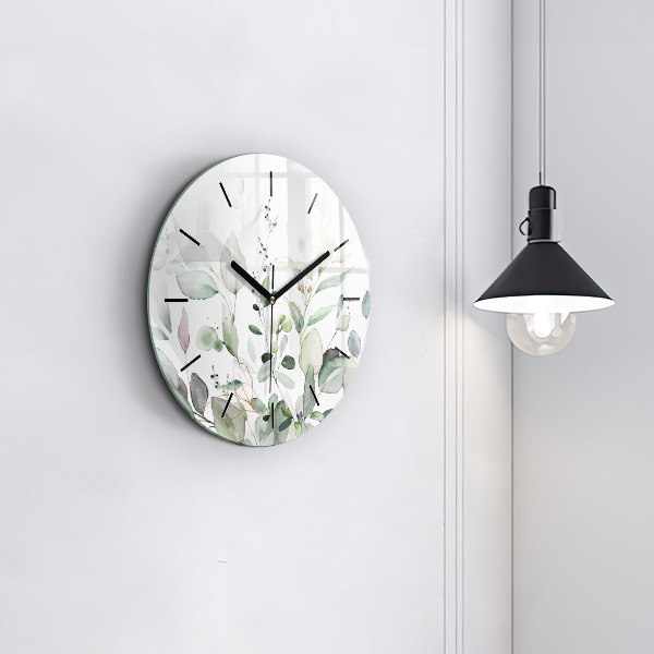 Orologio rotondo in vetro Foglie di piante