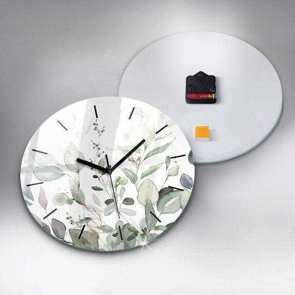 Orologio rotondo in vetro Foglie di piante