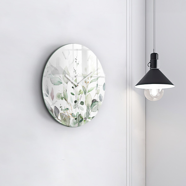 Orologio rotondo in vetro Foglie di piante