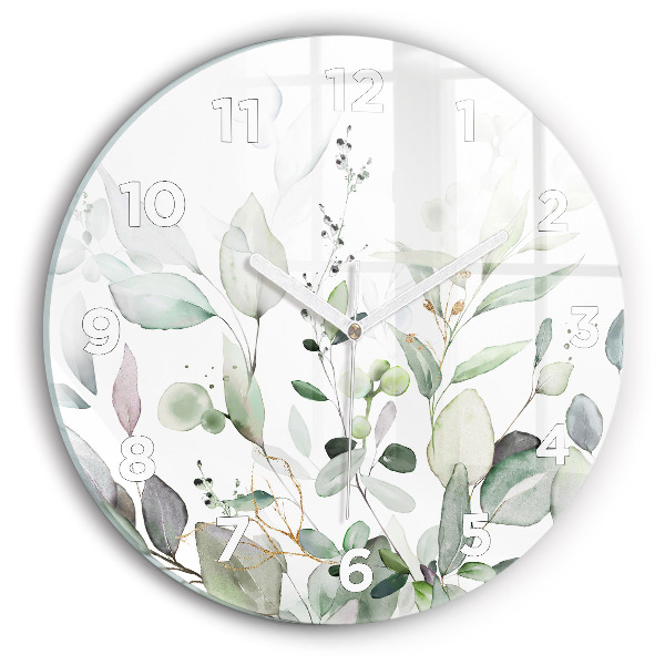 Orologio rotondo in vetro Foglie di piante