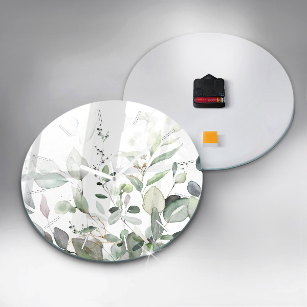 Orologio rotondo in vetro Foglie di piante