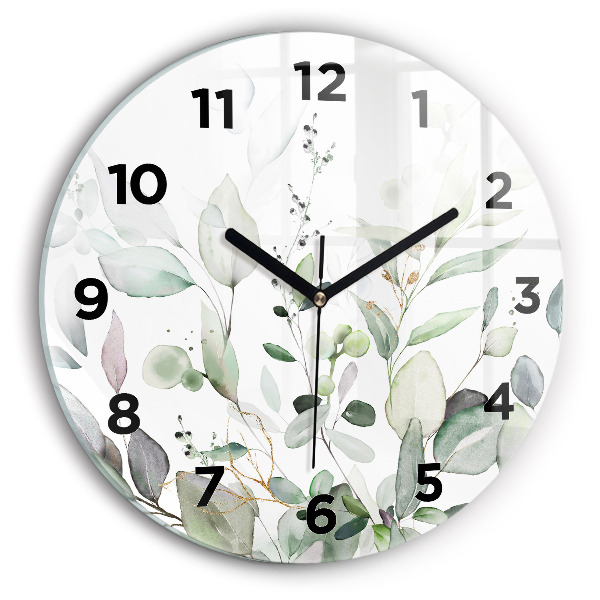 Orologio rotondo in vetro Foglie di piante