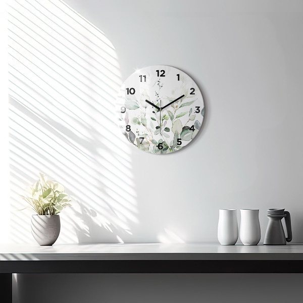 Orologio rotondo in vetro Foglie di piante