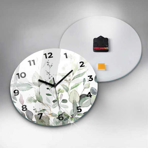 Orologio rotondo in vetro Foglie di piante