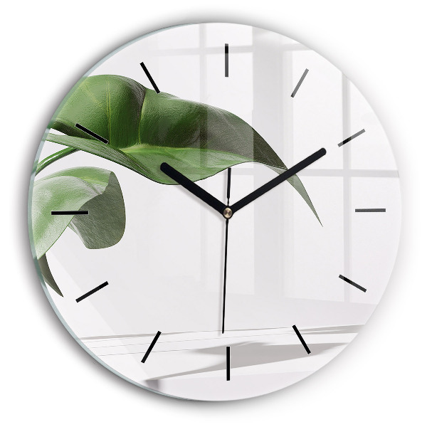 Orologio rotondo in vetro Foglie astratte