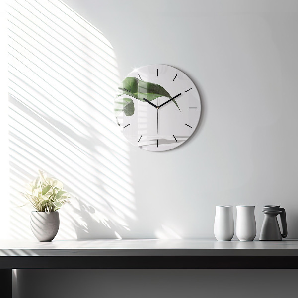 Orologio rotondo in vetro Foglie astratte