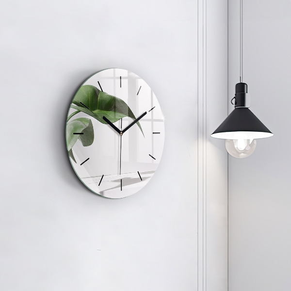 Orologio rotondo in vetro Foglie astratte