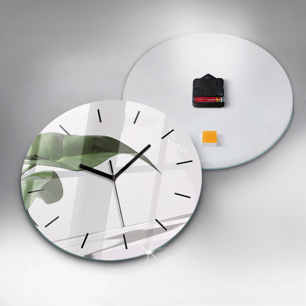 Orologio rotondo in vetro Foglie astratte
